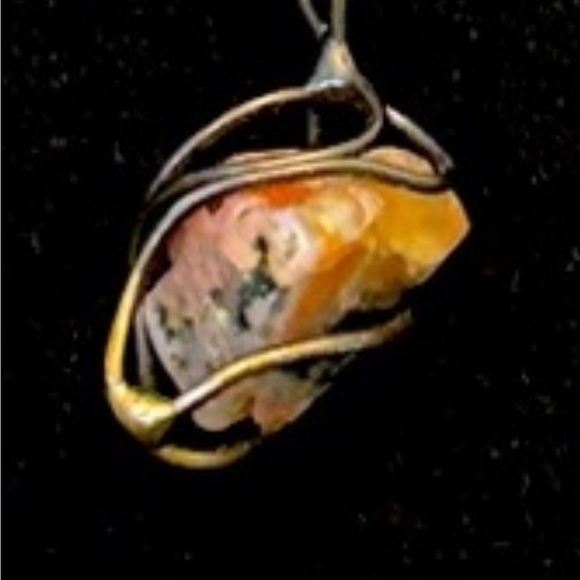 Victorian/boho  Style Brass Cross and stone Pendant Necklace - Picture 5 of 5